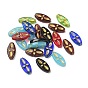 Transparent Glass Beads, Golden Metal Enlaced, Oval