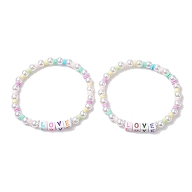 Эластичные браслеты из полимерной глины и пластиковых бусин, акриловые браслеты для женщин «слово любви»