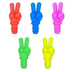 Silicone Wine Bottle Stoppers, Gesture Victory Reusable Bottle Stopper