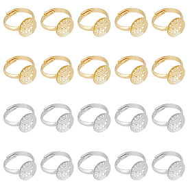 20шт 2 цвета регулируемые латунные настройки кольца сита, плоско-круглые