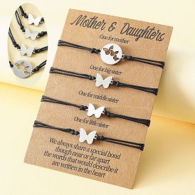 Bracelet en acier inoxydable avec découpe papillon pour la fête des mères, avec carte tissée, bijoux uniques de style européen et américain