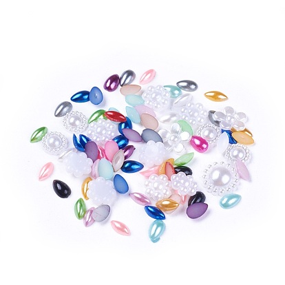 ABS Plastic Imitation Pearl Cabochons, Mixed Shapes