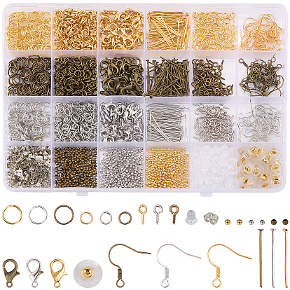 Kit de fabrication de bijoux : écrous d'oreilles, crochets de boucles d'oreilles et anneaux ouverts en fer