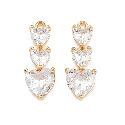Латунные микро проложить кубического циркония подвески, сердце прелести, долговечный, без никеля 