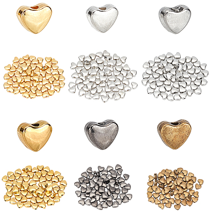 420Pcs 6 Colors Tibetan Style Alloy Beads, Heart
