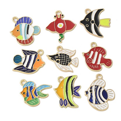 Подвески из сплава с эмалью на тему океана, очарование рыбы, золотые