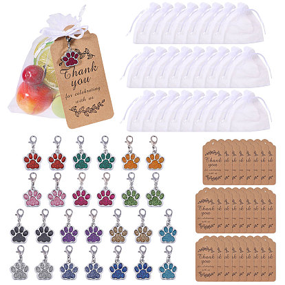 Подвеска из цинкового сплава с эмалированным покрытием и блестками., след домашней собаки, с ценниками из крафт-бумаги, Сумочки из органзы