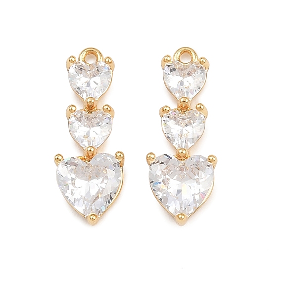 Латунные микро проложить кубического циркония подвески, сердце прелести, долговечный, без никеля 