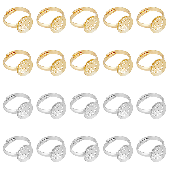 20шт 2 цвета регулируемые латунные настройки кольца сита, плоско-круглые