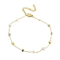 Natural & Synthetic Mixed Stone Column Beaded Anklet with Vacuum Plating Golden 304 Stainless Steel Chains for Women