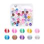 50 pcs 10 couleurs brins de perles de pierre de lune synthétiques, perles holographiques, teint, givré, ronde