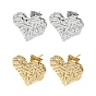 304 Stainless Steel Stud Earrings, Textured Heart