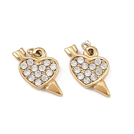 304 нержавеющая сталь с подвесками из прозрачного кубического циркония, Сердце и стрелка, ионное покрытие (ip)