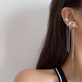 Elegant High-end Ear Clips with Flowing Tassels and Exquisite Design