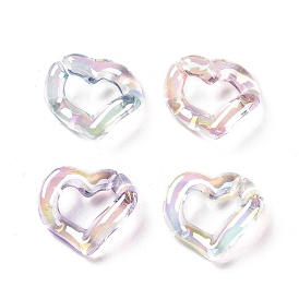 UV Plating Transparent Acrylic Linking Rings, Quick Link Connectors, Twisted Heart, for Curb Chain Making
