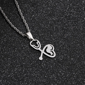 Stainless Steel Heart Couple Necklace Pendant for Jewelry Lovers