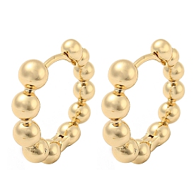 Brass Hoop Earrings, Round Ball