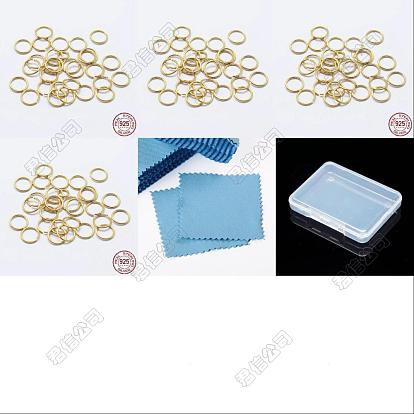 80Pcs 4 Styles 925 Sterling Silver Open Jump Rings, Saw Cut Round