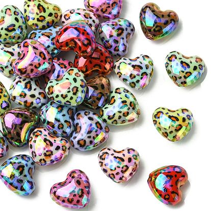 УФ-покрытие, радужно переливающиеся акриловые бусины с леопардовым принтом, сердце