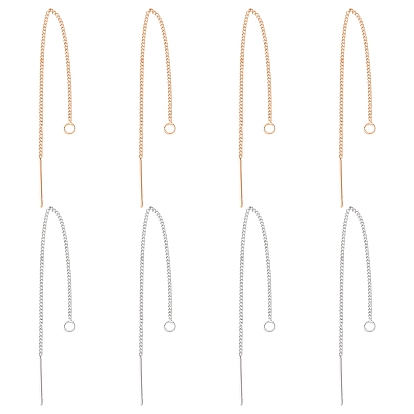 8 piezas 2 colores hallazgos para aretes de latón, hilos de oreja, sin níquel