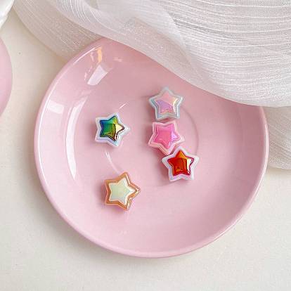 UV Plating Rainbow Iridescent Acrylic Beads, Star