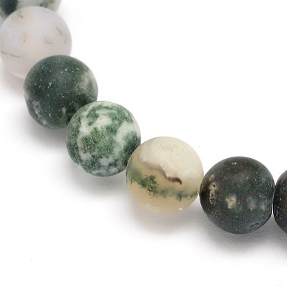 Natural Tree Agate Beads Strands, Frosted, Round