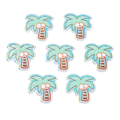 Transparent Printed Acrylic Cabochons, Coconut Tree