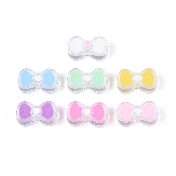 Прозрачные акриловые бусины, бантом, с эмалью