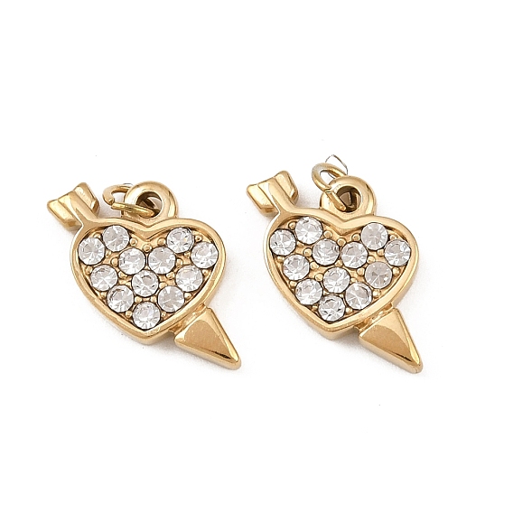 304 нержавеющая сталь с подвесками из прозрачного кубического циркония, Сердце и стрелка, ионное покрытие (ip)
