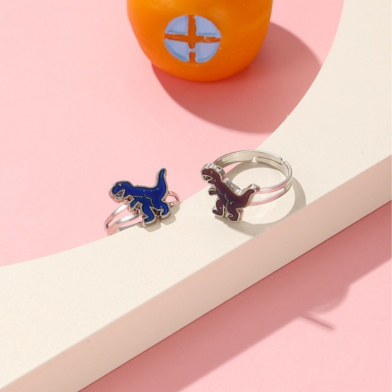 Сплав динозавра с эпоксидной смолой регулируемые кольца для пальцев для детей