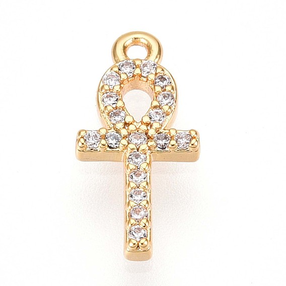 Латунные микропаве прозрачные кубические циркониевые подвески, Анк крест, без кадмия, без никеля и без свинца