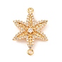 Brass Pave Clear Cubic Zirconia Connector Charms, Cadmium Free & Nickel Free & Lead Free, Flower Links