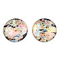 Glass Cabochons, Half Round/Dome with Shell Pattern