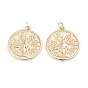 Brass Coin Pendants, with Jump Rings, Cadmium Free & Lead Free, Long-Lasting Plated, Flat Round & Angel & Word