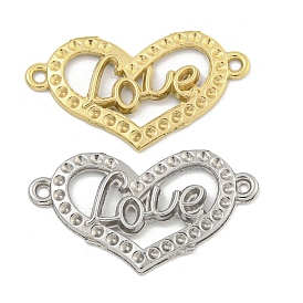 Ion Plating(IP) 304 Stainless Steel Connector Rhinestone Settings, Heart with Love