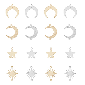 32шт 8 стили латунные подвески для разъемов, долговечный, солнце и звезда и луна