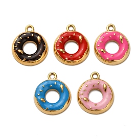 304 подвески из нержавеющей стали, пончик, с эмалью, реальный 18 k позолоченный, ионное покрытие (ip)