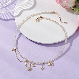 Латунные и сплавные ожерелья с пчелами, цветами, листьями и звездами, ожерелья из натуральных цитриновых граненых круглых бусин