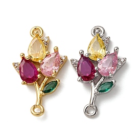 Подвески-подвески-цветочки из латуни с разноцветными кубическими циркониями, долговечный, стойки покрытие, без кадмия и без свинца