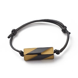 Bracelet perlé rectangle acrylique avec cordon polyester ciré, bracelet réglable pour femme