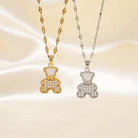 Латунные полные кристаллы горный хрусталь милый нежный кулон в виде медведя ожерелья из цепочек для женщин