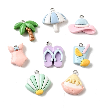 Подвески из смолы на летнюю тематику, с железной платиной петлей