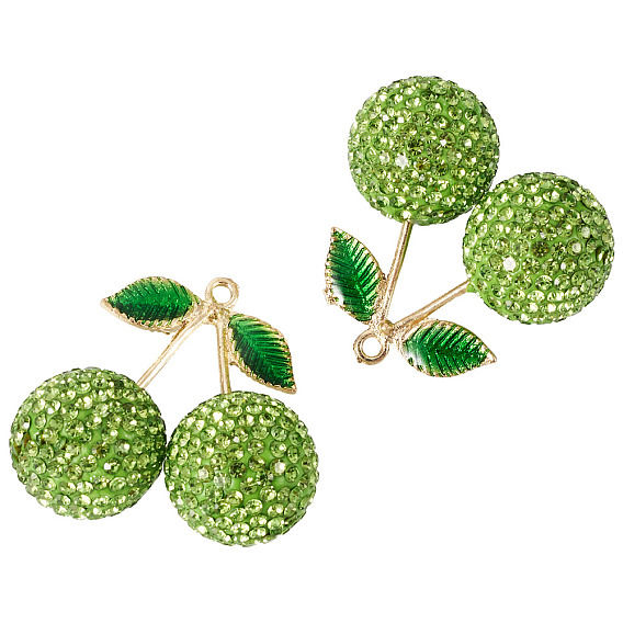 2шт. подвески в виде вишен из сплава, с полимерной глиной горный хрусталь, золотой свет