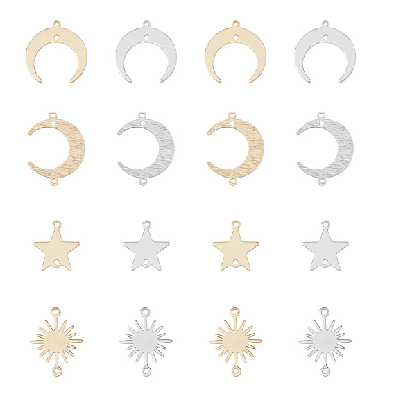 32шт 8 стили латунные подвески для разъемов, долговечный, солнце и звезда и луна