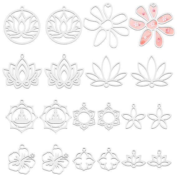 20 шт 10 стили 201 подвески из нержавеющей стали, подвески для лазерной резки, цветок