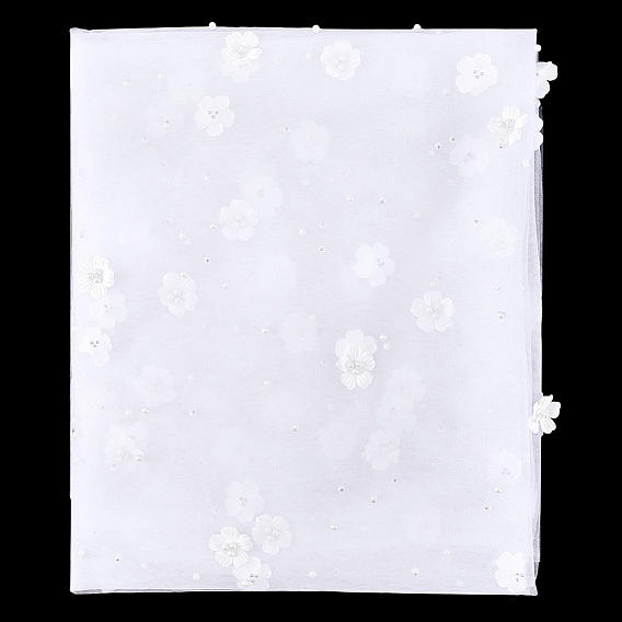 Nylon Mesh Fabric, with Imitation Pearl Beads, for Dress Costumes Decoration