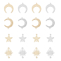 32шт 8 стили латунные подвески для разъемов, долговечный, солнце и звезда и луна