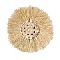 Raffia Woven Wall Decorations, Wooden Home Decorations, Flat Round