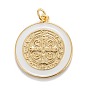Brass Enamel Pendants, Real 18K Gold Plated, Long-Lasting Plated, Saint Benedict Medal Charms