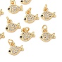 SHEGRACE Brass Micro Pave Cubic Zirconia Pendants, Fish Charms, Cadmium Free & Nickel Free & Lead Free, Clear